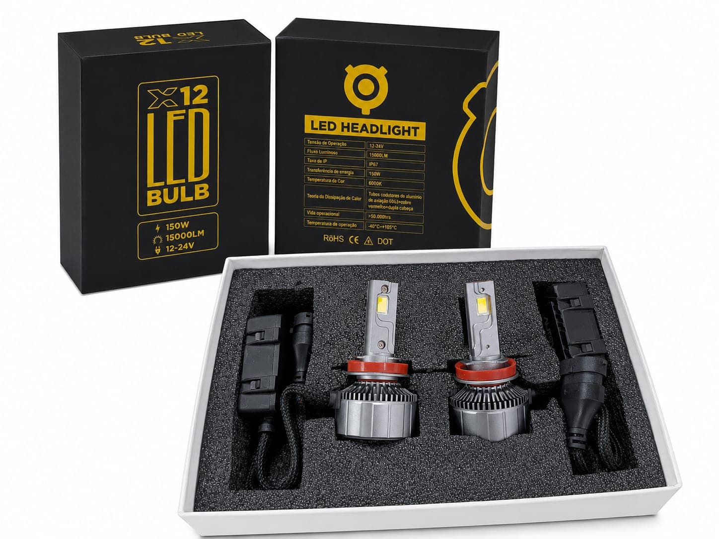 Kit Lâmpada LED X12 150W 15000LM 12-24V
