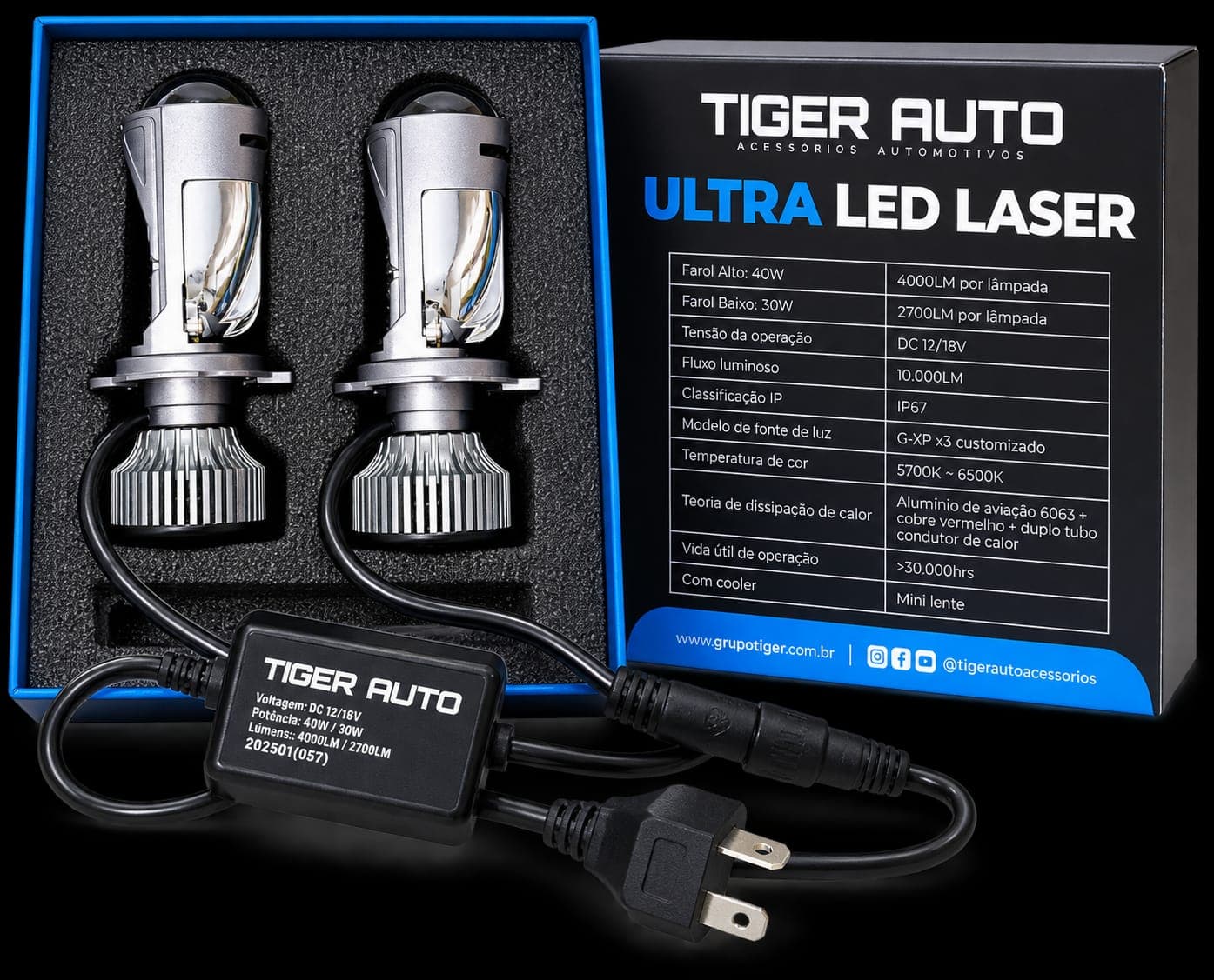 Kit Ultra LED Laser Tiger Auto 12/18V – 10000LM
